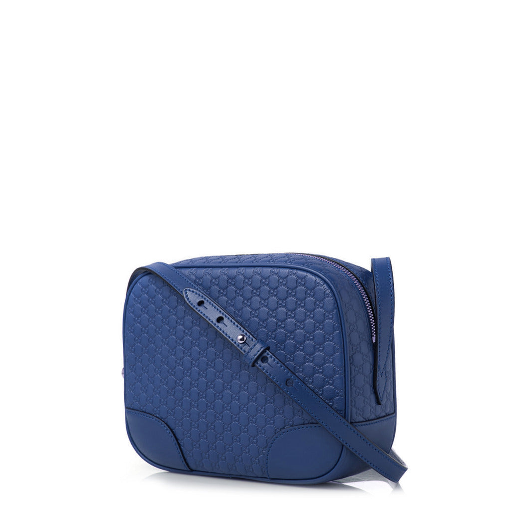 حقيبة كروس جلدية باللون الأزرق GG 